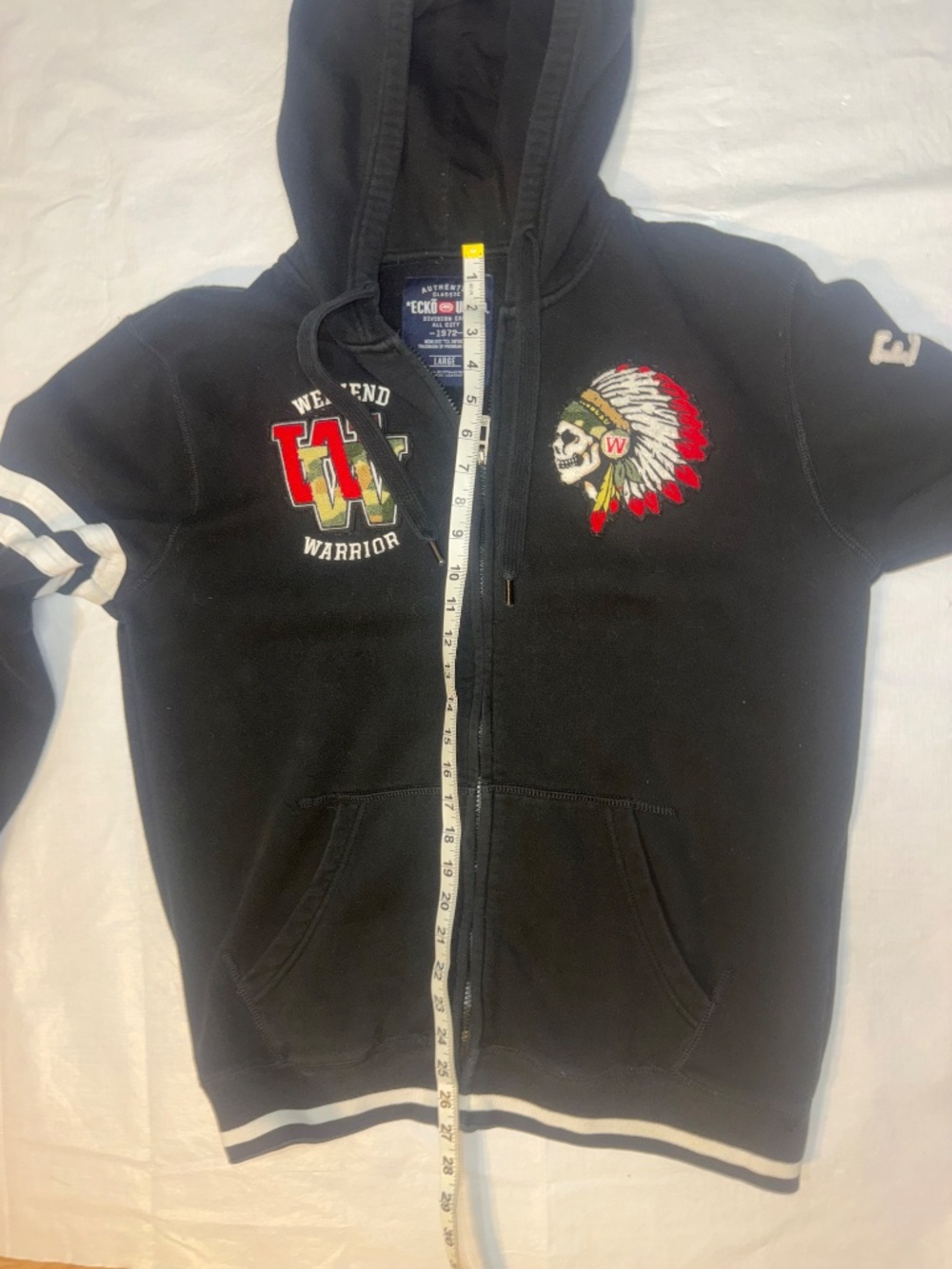 ECKO UNLTD WEEKEND WARRIOR VINTAGE BLACK SWEATSHIRT HOODIE J size large - Picture 5 of 8